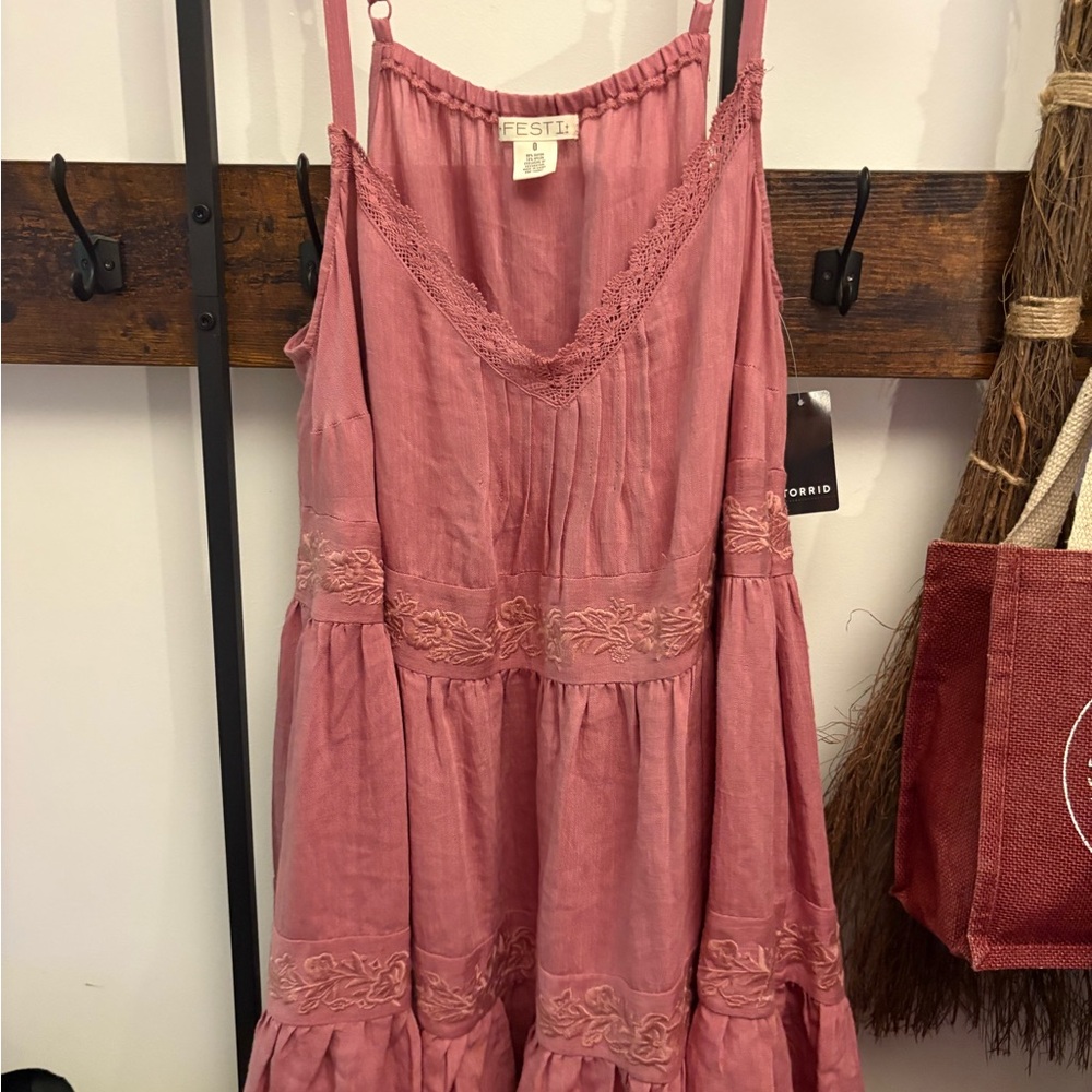 torrid Rose Pink Embroidered Mini Dress